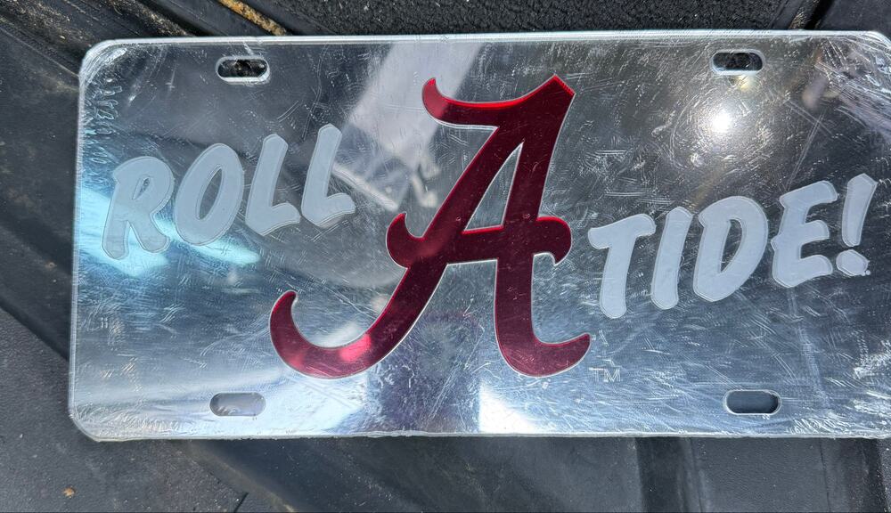 Alabama Crimson Tide Roll Tide Mirrored License Plate Craftique New Old Stock